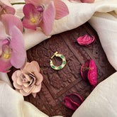 Vriksham Designer Half Moon Jadau Press Naths/Nose Pin-Green White-J3881