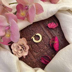 Vriksham Designer Half Moon Jadau Press Naths/Nose Pin-Green White-J3881