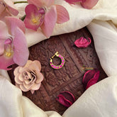 Vriksham Designer Half Moon Jadau Press Naths/Nose Pin-Red-J3879