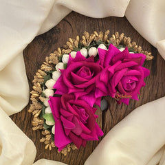 Vriksham Purple Rose Veni with Gold Beads- Flower Accessory-H889