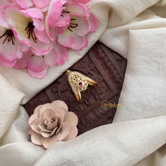 Vriksham Gold Look Alike Floral Vangi Finger Ring-Gold Bead-G20057