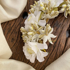 Vriksham Off White Floral With Beads Veni-Flower Accessory-H867