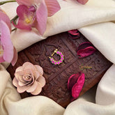 Vriksham Half Circle Style Nath Red Stone Jadau Press Naths/Nose Pin-J3849