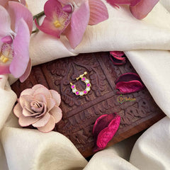 Vriksham Half Circle Style Nath Red White Stone Jadau Press Naths/Nose Pin-J3850