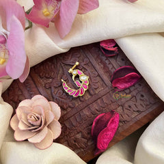 Vriksham Elegant Peacock Jadau Press Naths/Nose Pin-Red White-J3869