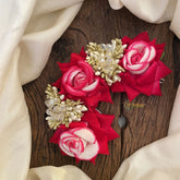 Vriksham Dark Pink With White Floral Veni with Beads- Flower Accessory-H891