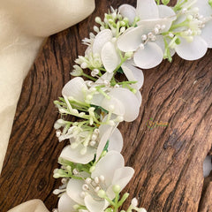 Vriksham White Floral With Beads Veni-Flower Accessory-H876