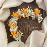 Vriksham Orange White Veni with Beads- Flower Accessory-H887
