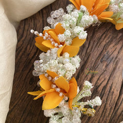 Vriksham Orange White Veni with Beads- Flower Accessory-H887