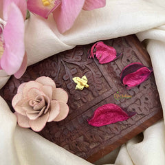 Vriksham Antique Leaf Style Jadau Press Naths/Nose Pin-White Red-J3885