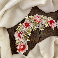 Vriksham White with Red Floral With Beads Veni-Flower Accessory-H868
