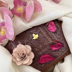 Vriksham Antique Leaf Style Jadau Press Naths/Nose Pin-White Green-J3884