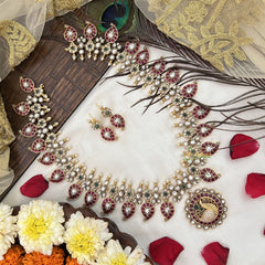 Vriksham Designer Peacock Round Pendant With 24 Manga Long Haram-G19147