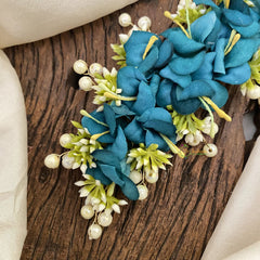 Vriksham Aqua Green Floral Veni with Beads- Flower Accessory-H859