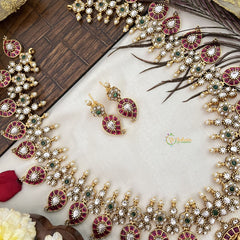 Vriksham Designer Peacock Round Pendant With 24 Manga Long Haram-G19147