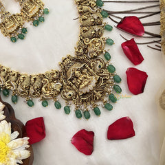 Vriksham Elegant Peacock Style AD Stone With Manga Long Haram-Green Bead-G19150