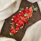 Vriksham Red & Peach Floral Veni with Beads- Flower Accessory-H852