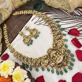 Vriksham Elegant Peacock Style AD Stone With Manga Long Haram-Green Bead-G19150