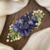 Vriksham Blue Floral Veni with Beads- Flower Accessory-H851