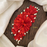 Vriksham Red Floral Veni with Beads- Flower Accessory-H850