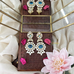 Vriksham Unique Tilak And Oval Shape Dangler-Sky Blue-G18327