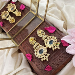 Vriksham Unique Tilak And Oval Shape Dangler-Sky Blue-G18327