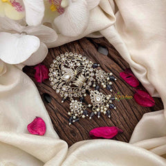 Vriksham Elegant Peacock Victorian Diamond Jada Billai-Purple Bead & Pearls-VV2011