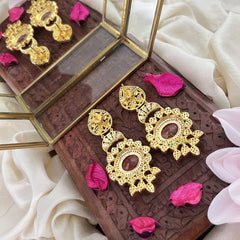 Vriksham Unique Tilak And Oval Shape Dangler-Red-G18329