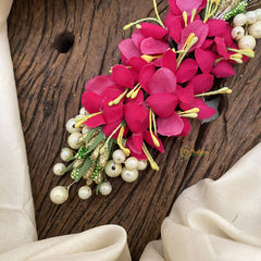 Vriksham Pink Floral Veni with Beads- Flower Accessory-H854