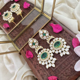 Vriksham Unique Tilak And Oval Shape Dangler-Green-G18328