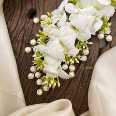 Vriksham White Floral Veni with Beads- Flower Accessory-H853