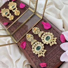 Vriksham Unique Tilak And Oval Shape Dangler-Green-G18328