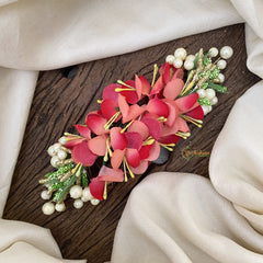 Vriksham Peach Floral Veni with Beads- Flower Accessory-H858