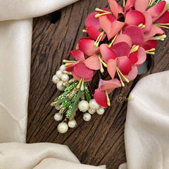 Vriksham Peach Floral Veni with Beads- Flower Accessory-H858