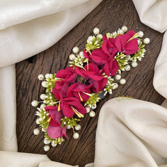 Vriksham Dark Pink Floral Veni with Beads- Flower Accessory-H856