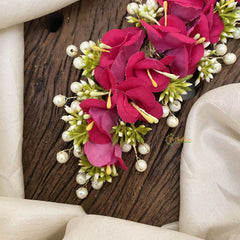 Vriksham Dark Pink Floral Veni with Beads- Flower Accessory-H856