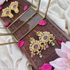 Vriksham Unique Oval Shape Dangler-Light Pink-G18331