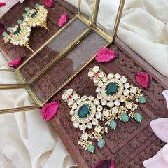 Vriksham Unique Oval Shape Dangler-Green-G18332