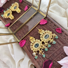 Vriksham Unique Oval Shape Dangler-Green-G18332