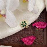 Vriksham Floral Jadau Kundan Nath-Green-Pearls-J3017