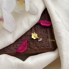 Vriksham Floral Jadau Kundan Nath-Green-Pearls-J3017