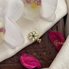 Vriksham Floral Jadau Kundan Nath-White-Pearls-J3015