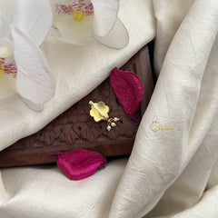 Vriksham Floral Jadau Kundan Nath-White-Pearls-J3015