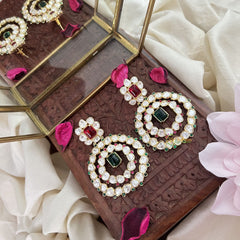 Vriksham Elegant Circle Shape Dangler-Red Green & White-G18326