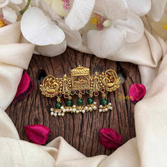 Vriksham Royal Barat-Inspired Gold Style With Emerald Drops Hair Clip-Green Red-G21484