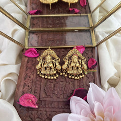 Vriksham Antique Dual Elephant Lakshmi Studs-G12052