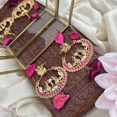 Vriksham Premium AD Stone Designer Bridal Earrings-Red-G18222