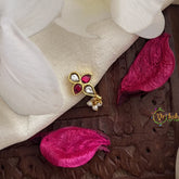 Vriksham Unique Jadau Kundan Nath-Red White-Pearls-J3031