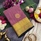 Vriksham Onion Pink With Red Border Vairaoosi Korvai Pure Silk Saree-VS4988