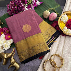 Vriksham Onion Pink With Red Border Vairaoosi Korvai Pure Silk Saree-VS4988